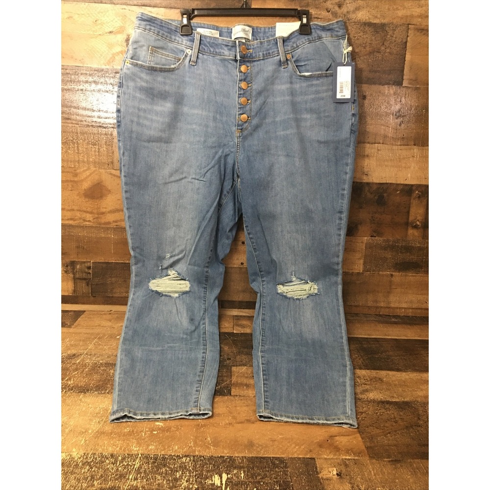 Women High Rise Skinny Jeans Distressed Ripped Boho Chic Stretch Size 20W NWT